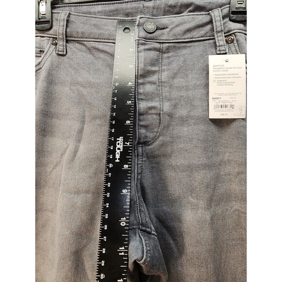 Sonoma womens adaptive straight jeans 18 stretch gray distressed hook & loop fly - Picture 7 of 11